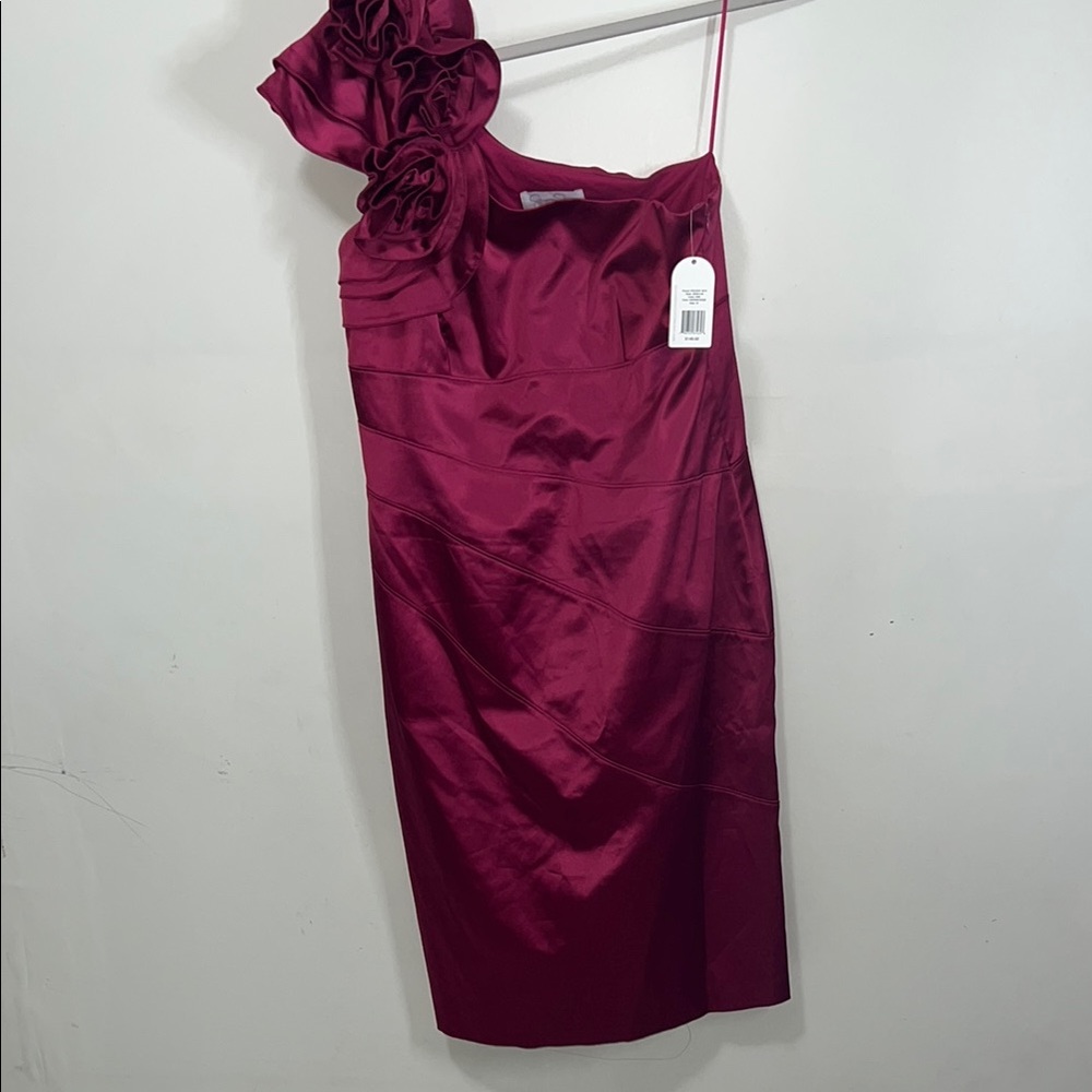 Jessica Simpson Elegant Burgundy One-Shoulder Dress